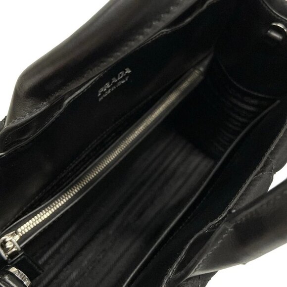 Auth PRADA - 1BA354 Black Nylon Leather Tote Bag - Picture 14 of 16